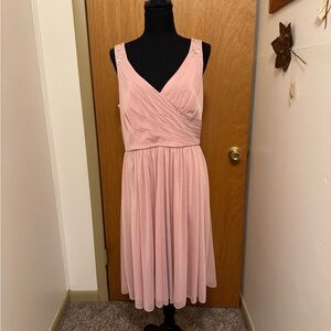 Sz 12 Jessica Howard Vneck embellished/glitter accented short formal Blush NWT